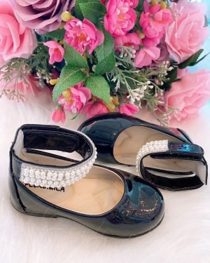 Sapatilha Flor Di Mila Camille Preta Pérolas