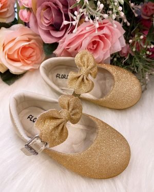 Sapatilha Flor Di Mila Dourado Gliter