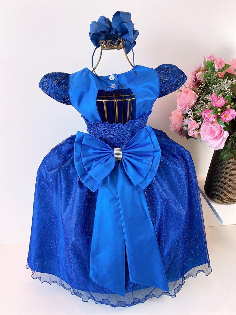 Vestido Juvenil Mariê Longo Azul Royal - Imagem 3
