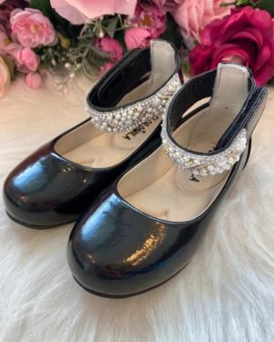 Sapatilha Flor di Mila Preto Perolas Luxo