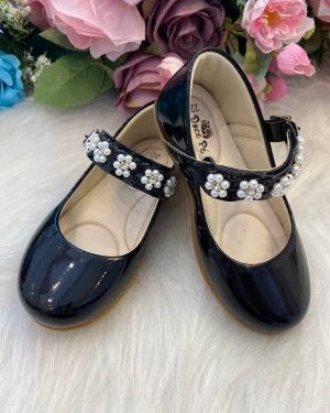Sapatilha Doce Pe Preta Flor De Perolas