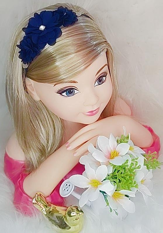 Faixa Belli Flor e Strass Azul Petroleo