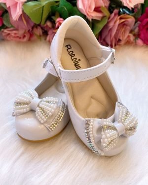 Sapatilha Flor Di Mila Branco Laço Perolas