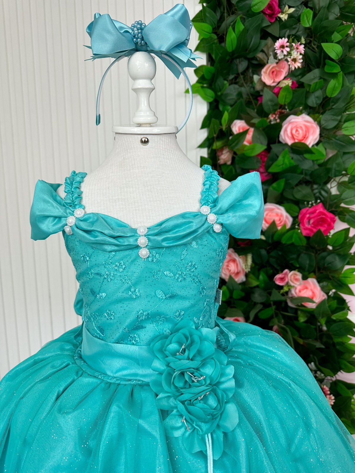 Vestido Marie Longo Manga Princesa Verde Tiffany - Imagem 2