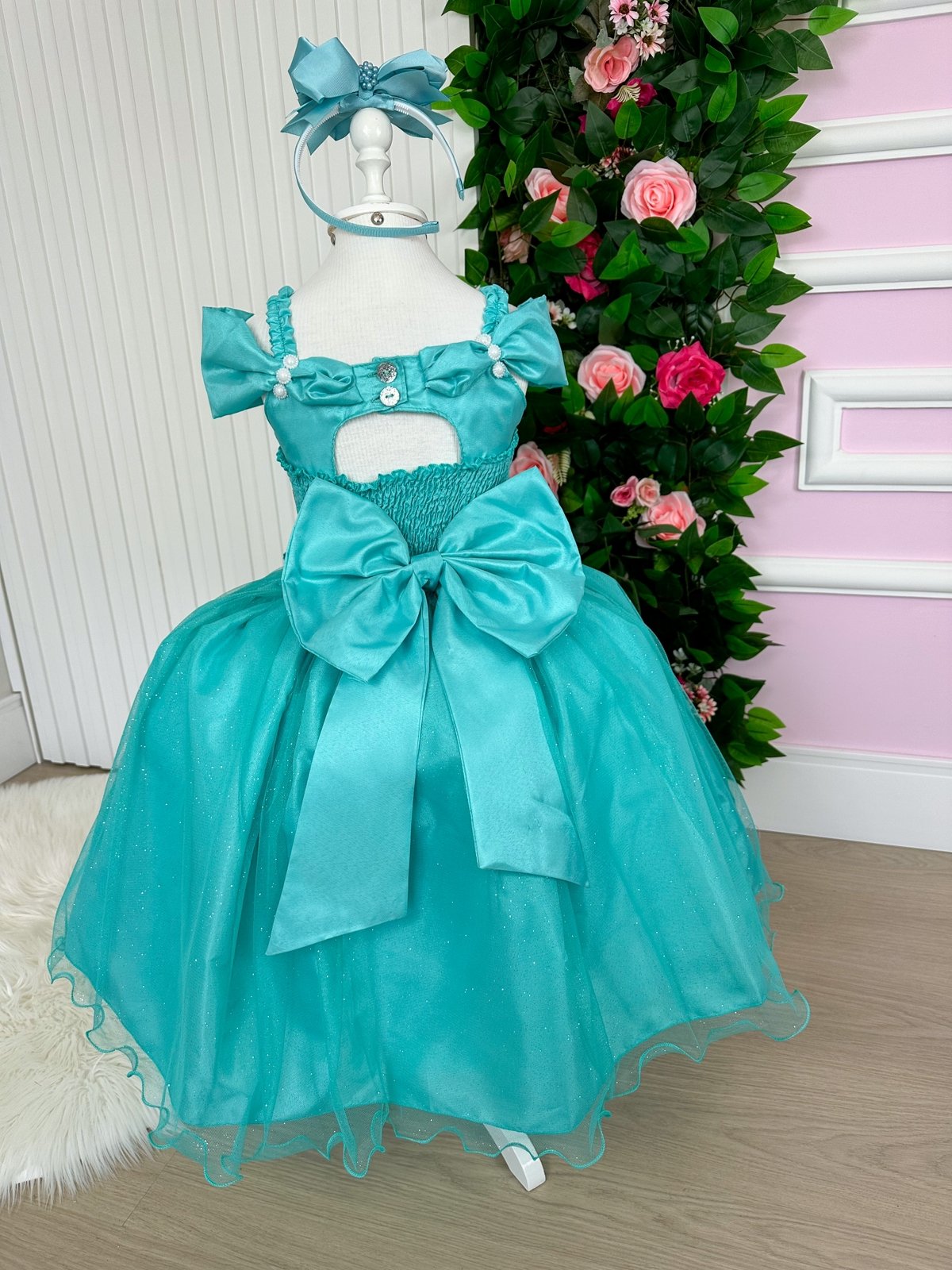 Vestido Marie Longo Manga Princesa Verde Tiffany - Imagem 4