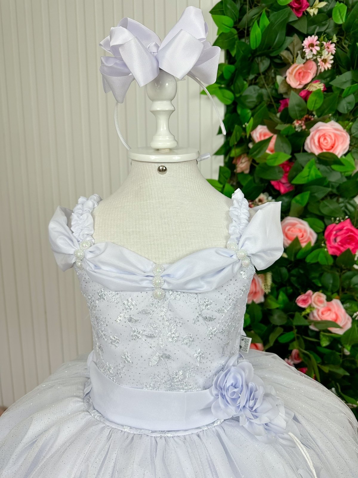 Vestido Marie Longo Manga Princesa Branco - Imagem 2