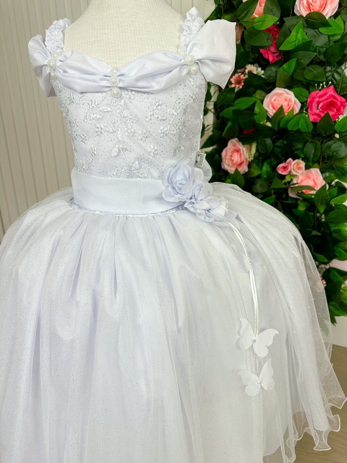 Vestido Marie Longo Manga Princesa Branco - Imagem 3
