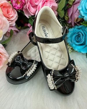Sapatilha Flor di Mila Preta Perolas Neide