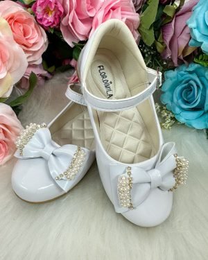 Sapatilha Flor di Mila Branco Perolas Neide