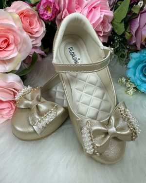 Sapatilha Flor di Mila Dourada Perolas Neide