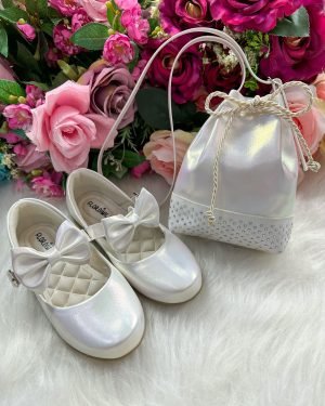 Sapatilha Flor Di Mila Branco + Bolsinha
