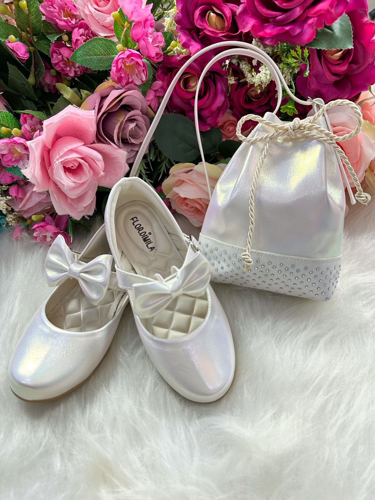 Sapatilha Flor Di Mila Branco + Bolsinha - Imagem 2