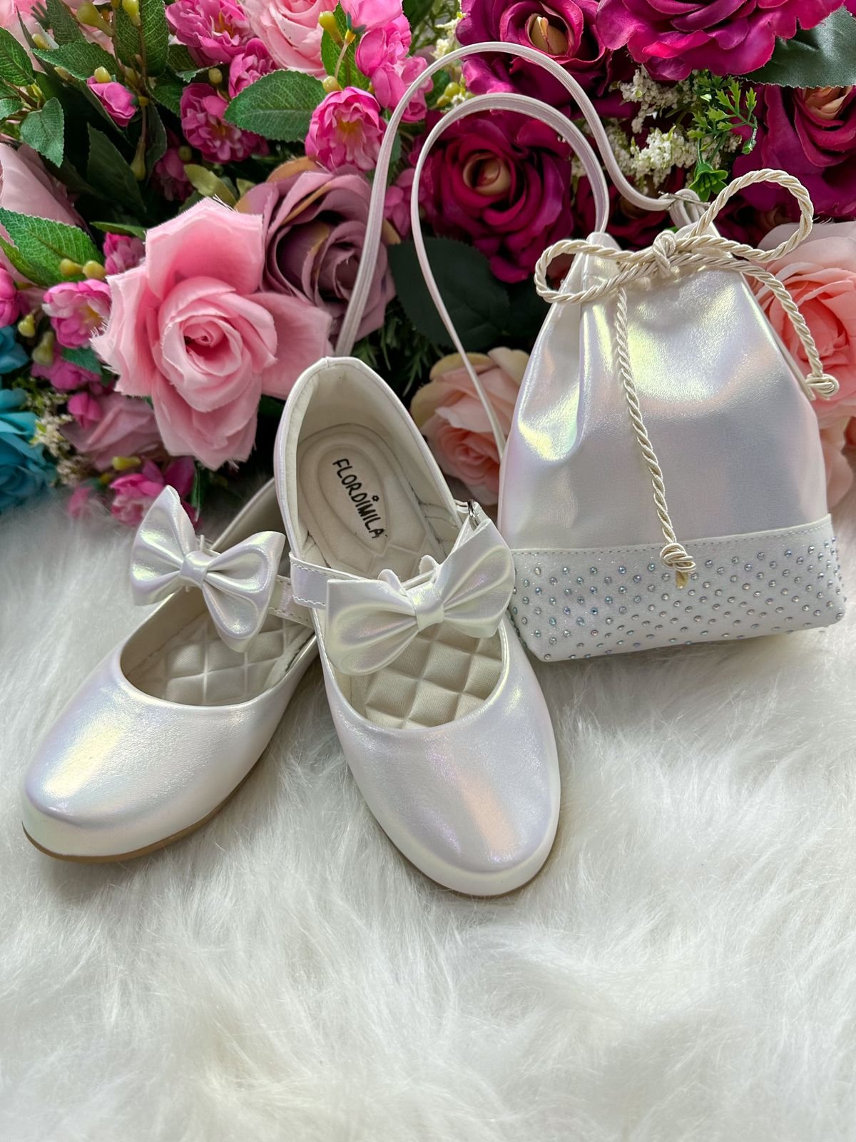 Sapatilha Flor Di Mila Branco + Bolsinha - Imagem 3