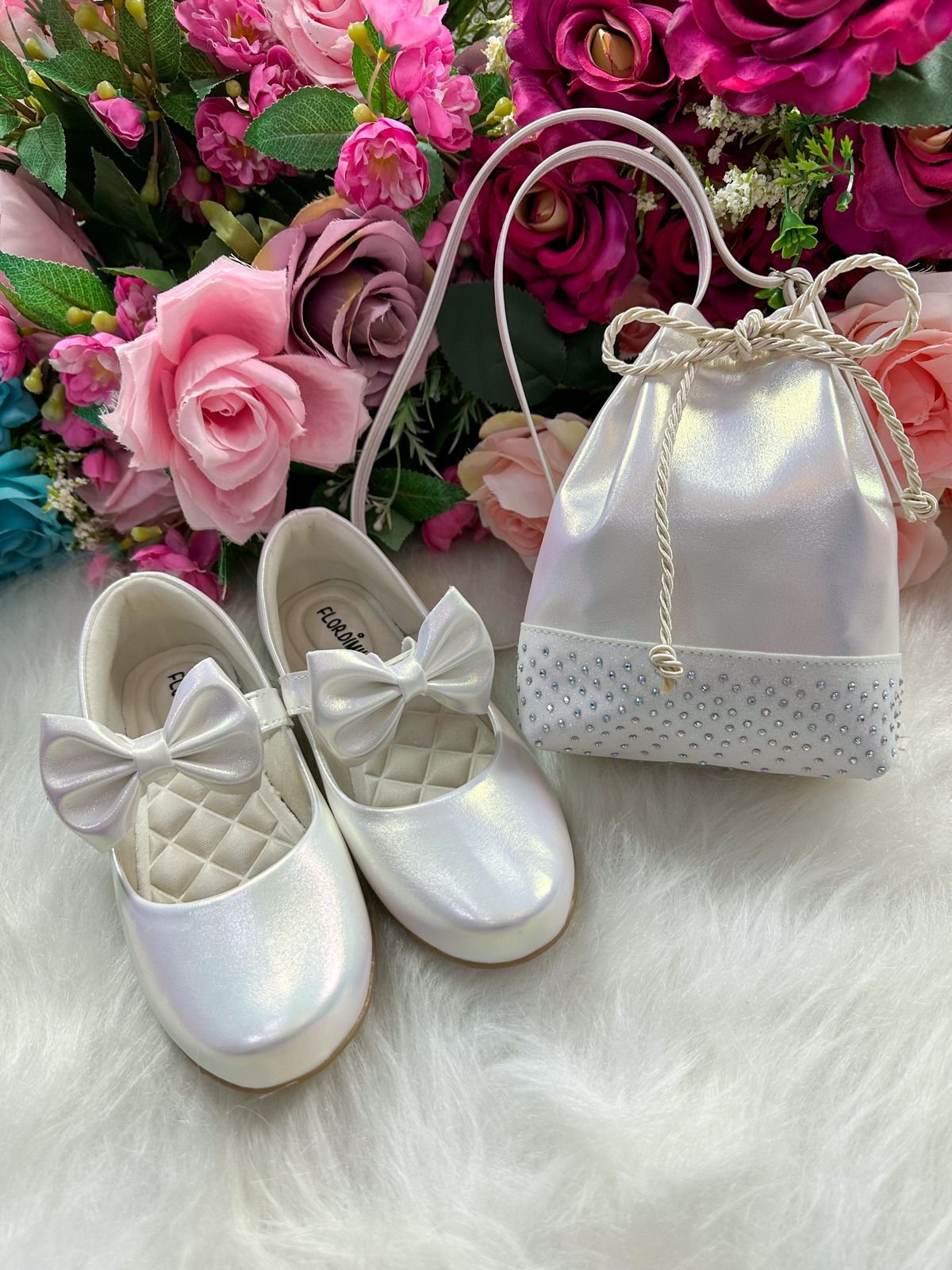 Sapatilha Flor Di Mila Branco + Bolsinha - Imagem 4