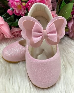 Sapatilha Flor Di MIla Baby Rosa Gliter