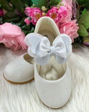 Sapatilha Flor Di MIla Baby Branco Gliter