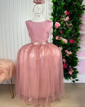 Vestido Infantil Enjoy Longo Regata Rosê