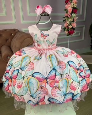 Vestido Infantil Giovanella/Giovanela Borboletas Rosa