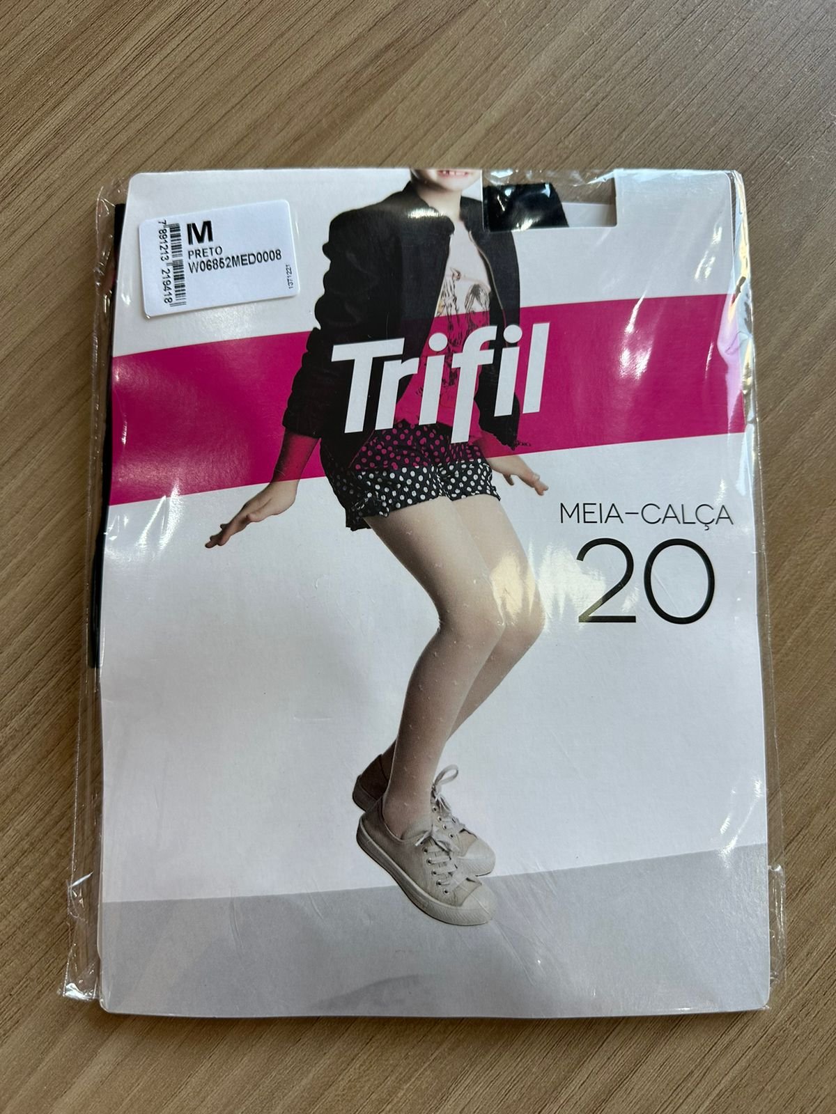 Meia Calça Fio 20 Trifil Juvenil Preto Gravatinha - Imagem 2