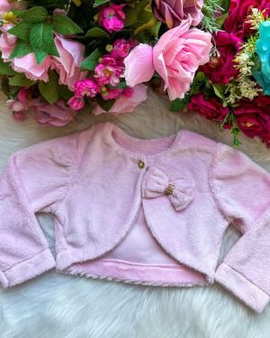 Bolero Rosa Bebe com Enfeite de Lacinho