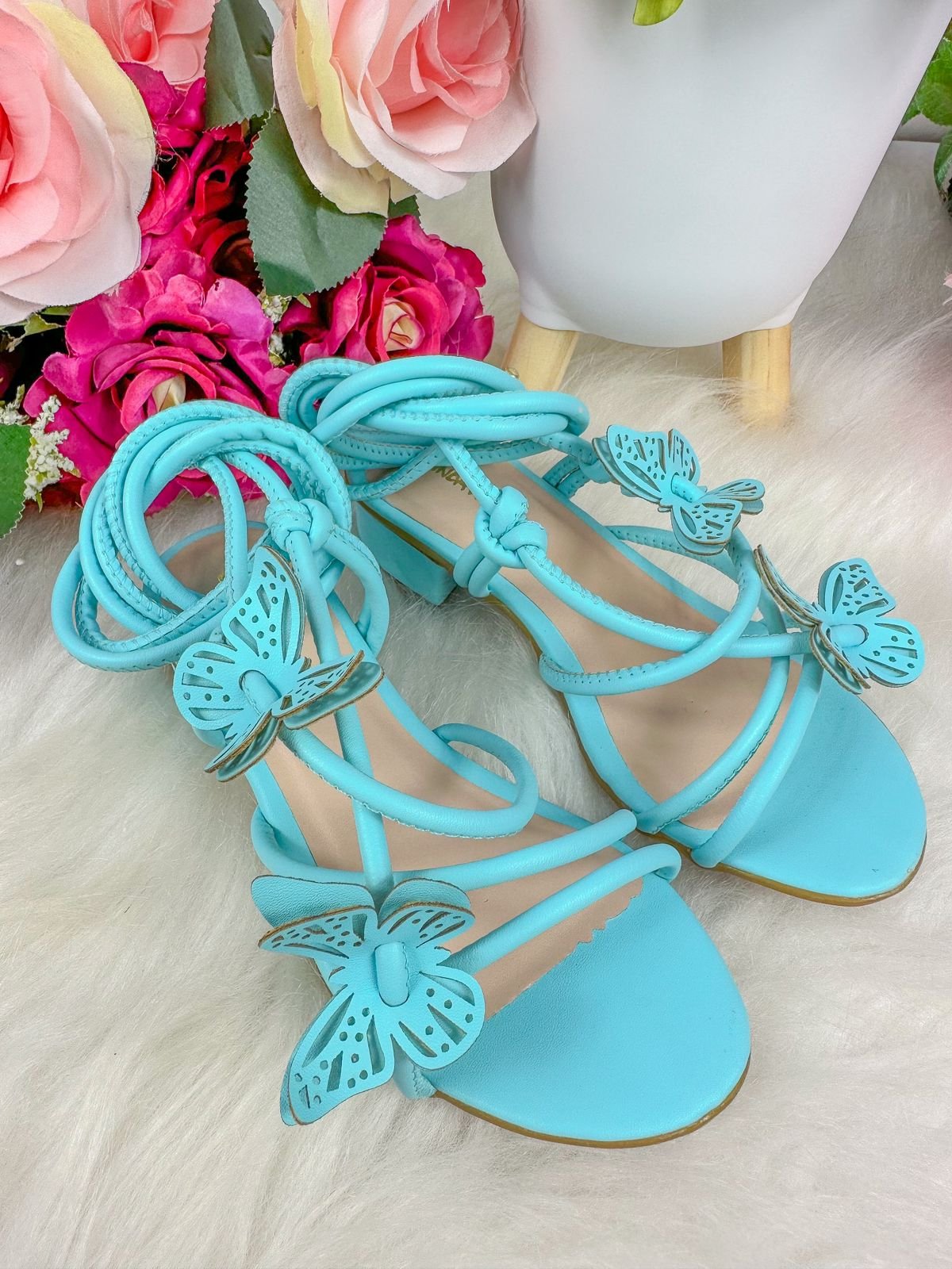 Sandalia Flor Di Mila Borboletas Azul de Amarrar - Imagem 2