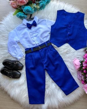 Conjunto Miss Cherry Social Colete Azul Royal
