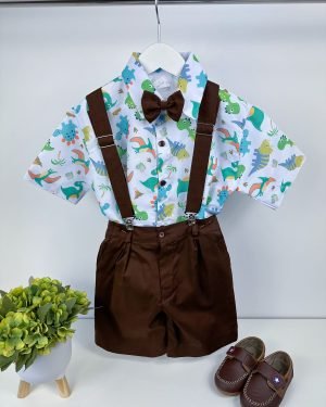 Conjunto Temáticos Meninos Dinossauro Marrom