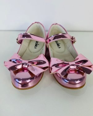 Sapatilha Flor Di Mila Laço Rose Metalizado