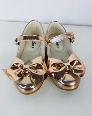 Sapatilha Flor Di Mila Laço Dourado Metalizado