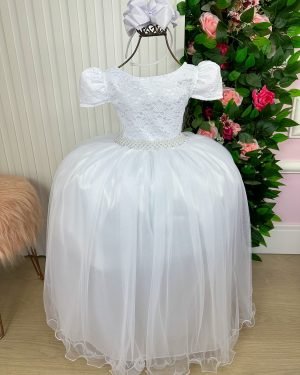 Vestido Enjoy Longo Laura Branco Rendado