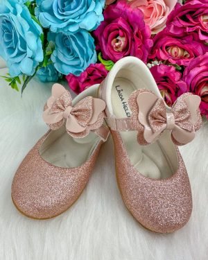 Sapatilha Flor Di MIla Baby Nude - Rose Gliter