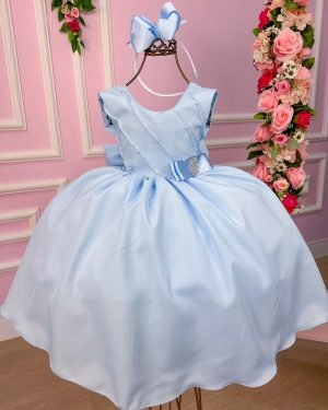 Vestido Belle Fille Lacinho Azul Bebe