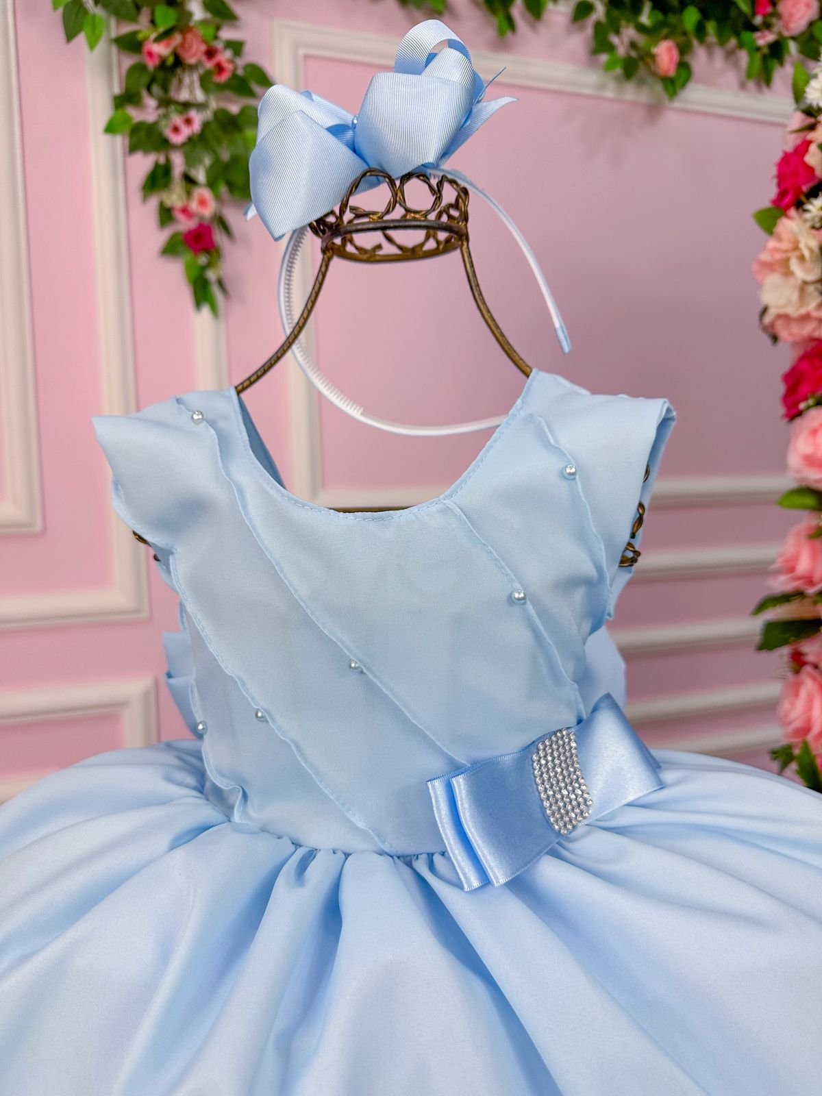 Vestido Belle Fille Lacinho Azul Bebe - Imagem 2