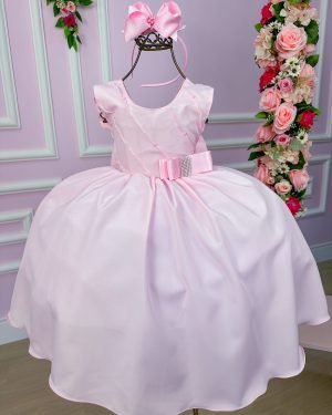 Vestido Belle Fille Lacinho Rosa