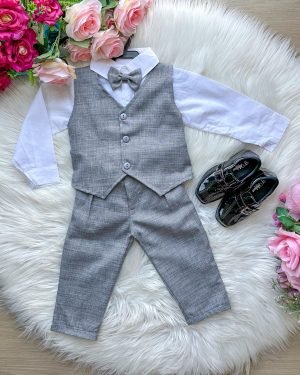 Conjunto Miss Cherry Colete Alfaiataria Cinza