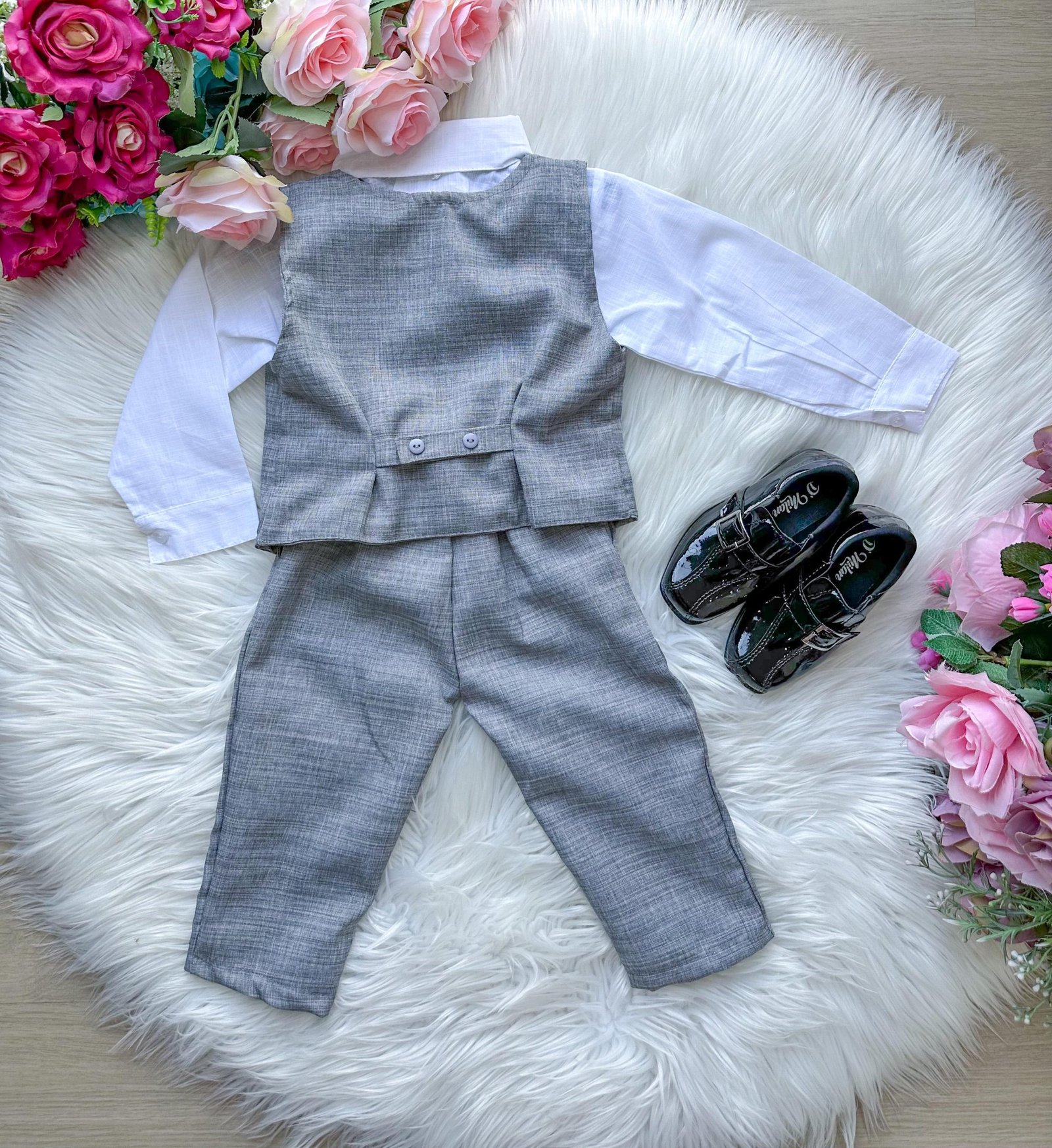 Conjunto Miss Cherry Colete Alfaiataria Cinza - Imagem 3