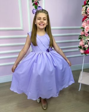 Vestido Belle Fille Lacinho Lilás