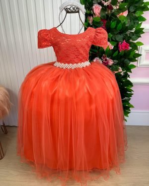 Vestido Enjoy Longo Laura Peito Rendado Terracota