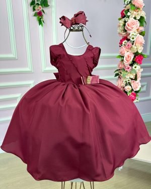 Vestido Belle Fille Lacinho Marsala