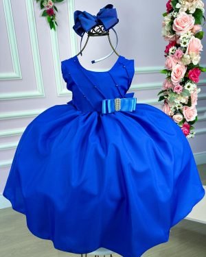 Vestido Belle Fille Lacinho Azul Royal