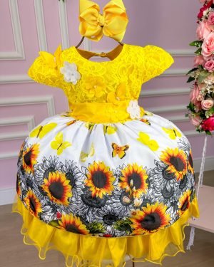 Vestido Marie Jardim De Girassol Modelo 2