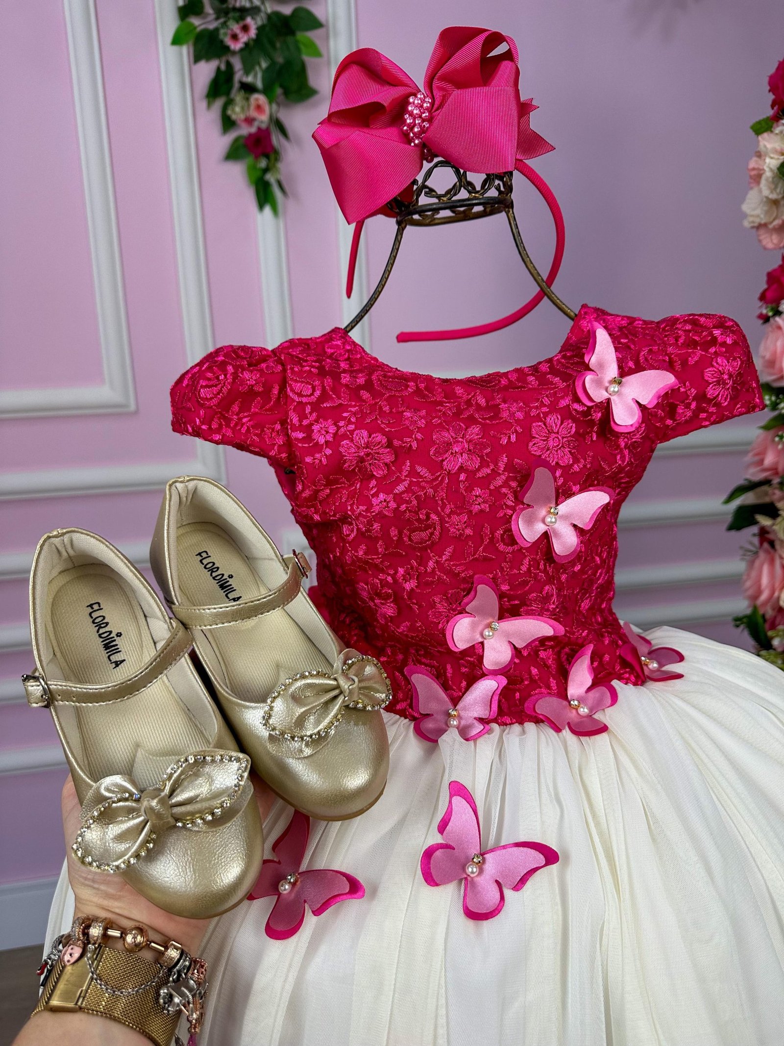 Vestido Vila Lele Juvenil Jade Peito Pink - Imagem 4