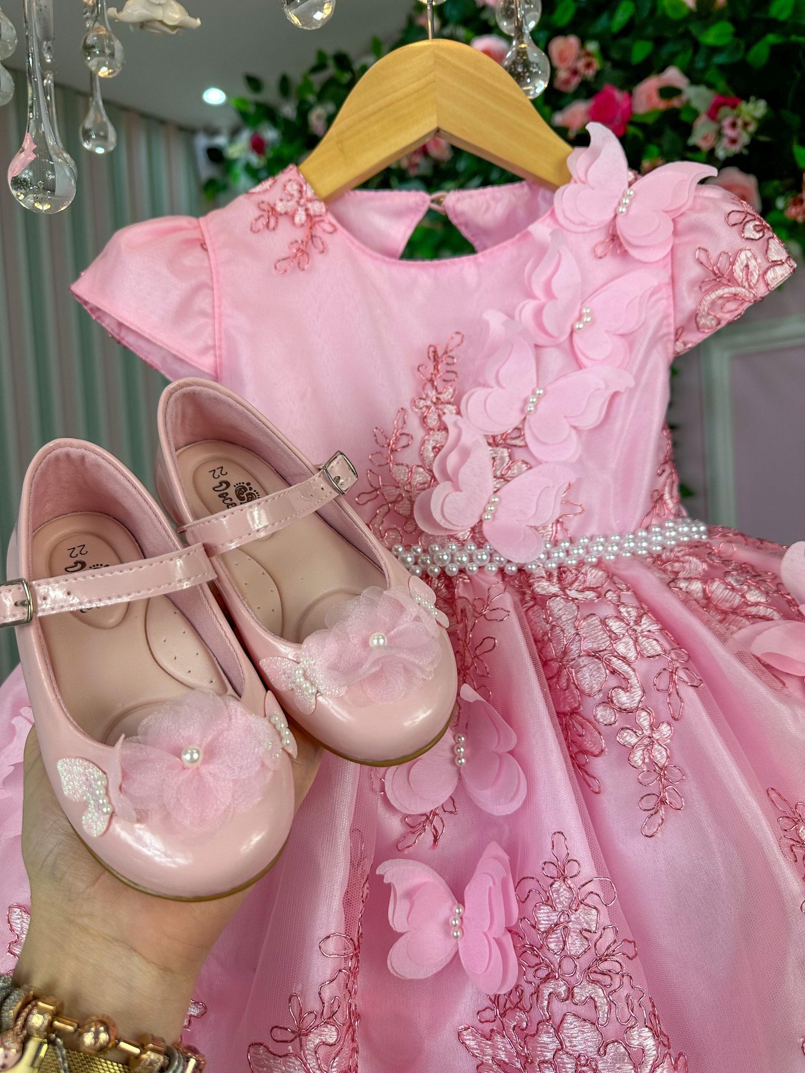 Vestido Marie Jardim Encantado Luxo Rosa Chiclete - Imagem 3