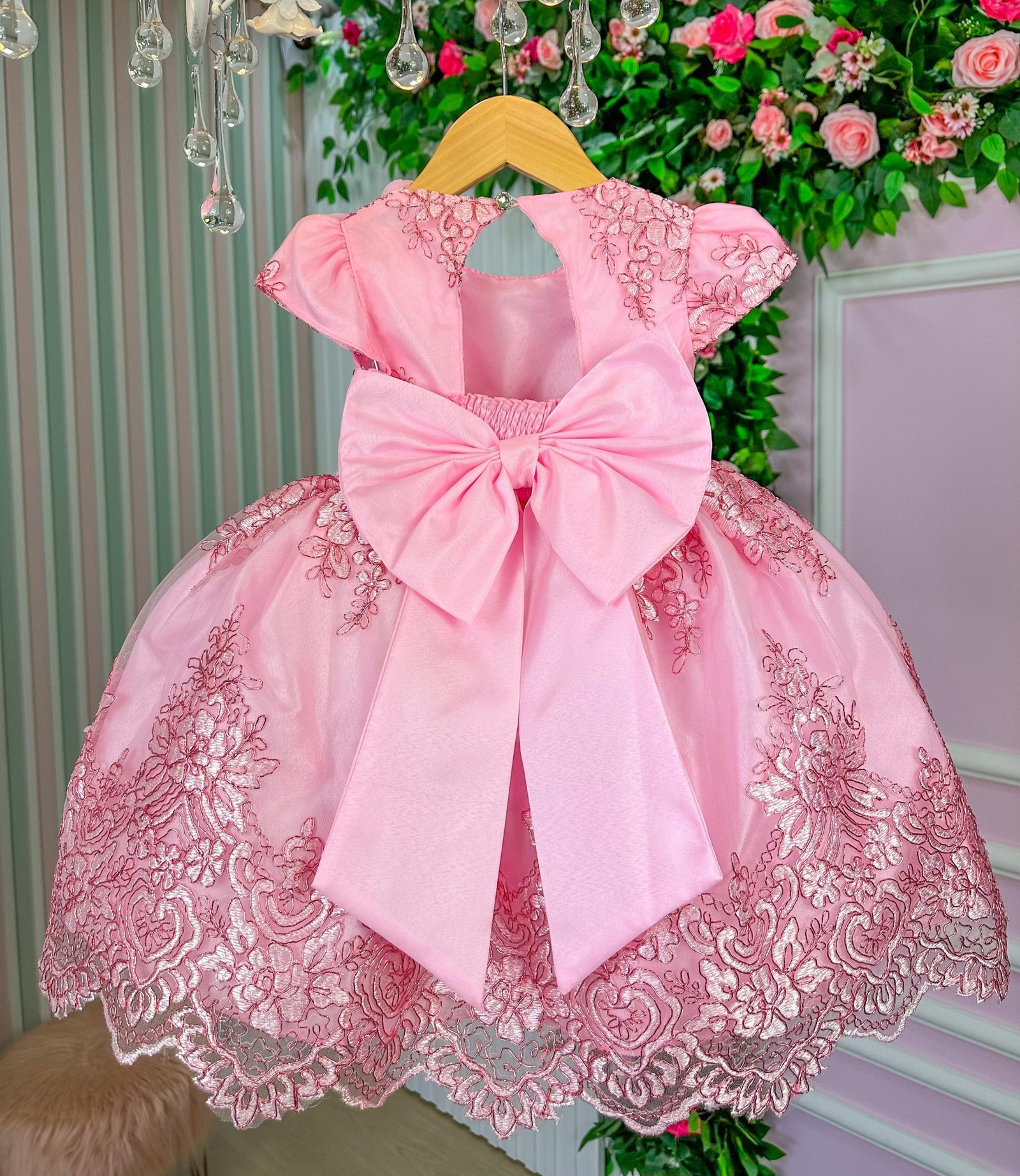 Vestido Marie Jardim Encantado Luxo Rosa Chiclete - Imagem 4