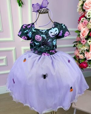 Vestido Fantasia Tematicos Kids Halloween Saia Lilas