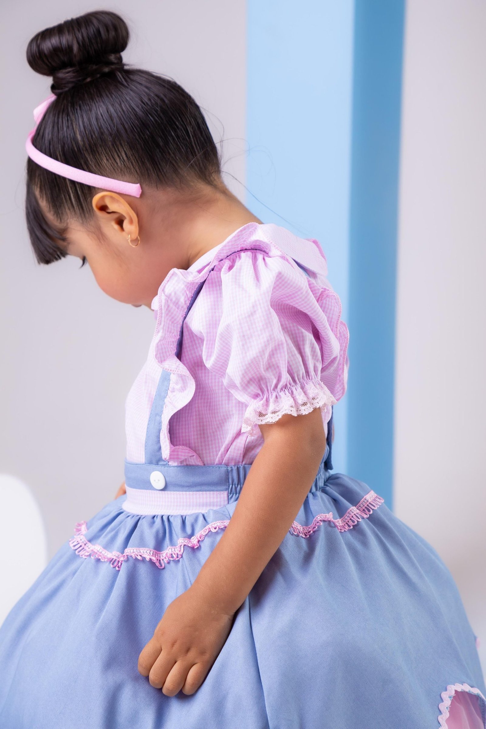 Vestido Tematicos Kids Fazendinha Salopete Jeans - Imagem 2