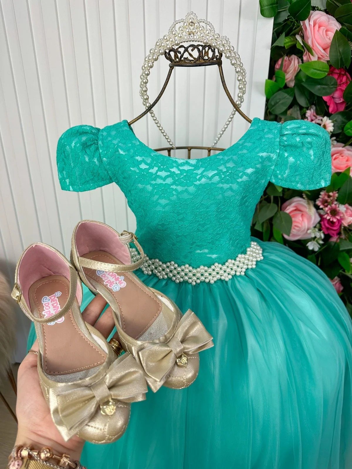 Vestido Enjoy Longo Laura Peito rendado Verde Tifanny - Imagem 3