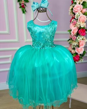 Vestido Infantil Enjoy Juvenil Helena Verde Tiffany