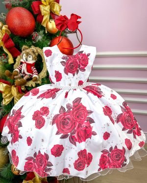 Vestido Giovanella/Giovanela Branco Florido Vermelho