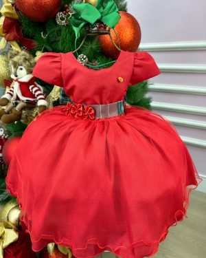 Vestido Banana Club Vermelho Natalino Laço Xadrez – Na